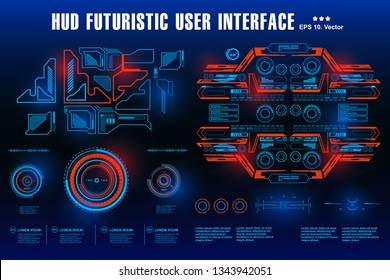 Futuristic blue virtual graphic touch user interface. HUD dashboard display virtual reality technology screen