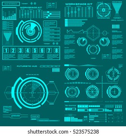 Futuristic blue virtual graphic touch  user interface on flat design