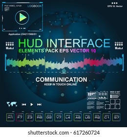 Futuristic blue virtual graphic touch user interface, Music interface, tracks, volume controls