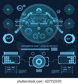 Futuristic blue virtual graphic touch user interface