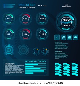 Futuristic blue virtual graphic touch user interface, Music interface, tracks, volume controls