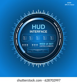 Futuristic blue virtual graphic touch user interface, Music interface, tracks, volume controls