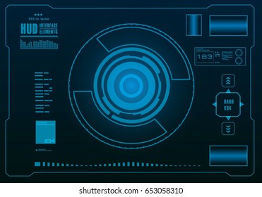 Futuristic blue virtual graphic touch user interface, target