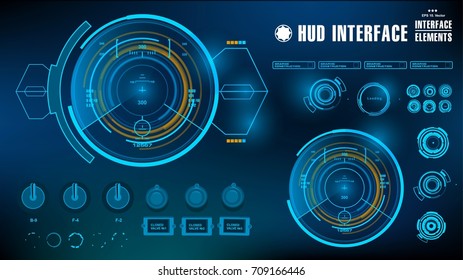 Futuristic blue virtual graphic touch user interface, target