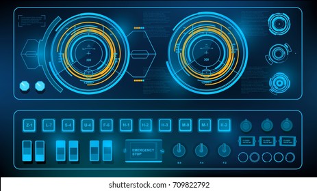 Futuristic blue virtual graphic touch user interface, target