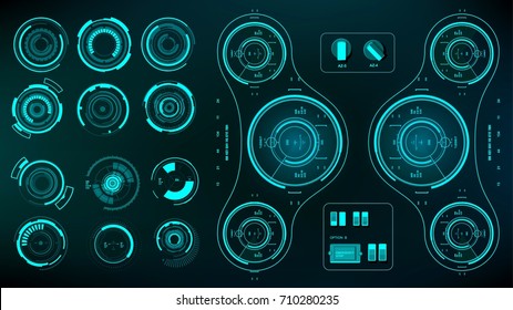 Futuristic blue virtual graphic touch user interface, target