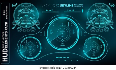 Futuristic blue virtual graphic touch user interface, target