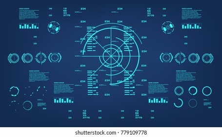 Futuristic blue virtual graphic touch user interface, target