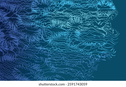 Futuristic Blue Wave Abstract Flowing Line Art