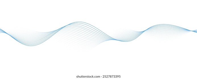 Futuristic blue wave on a white background. Dynamic sound wave. Design element. Vector illustration.