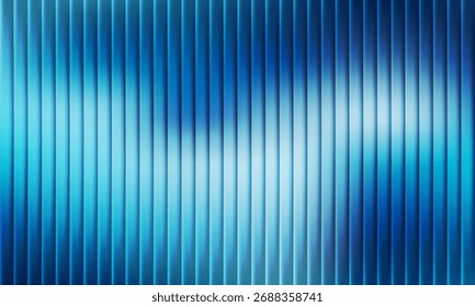 Fundo abstrato listrado vertical azul e branco futurista com transições de gradiente suave. Fundo de vidro fractal com nervuras. Design digital moderno ideal para tecnologia e projeto criativo