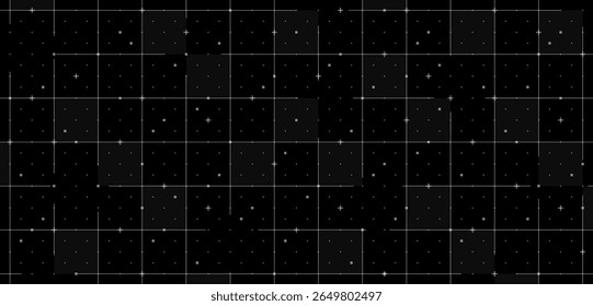 Grade de planta futurista com fundo preto e malha de arame digital. Interface de HUD abstrata em seu estilo tecnológico. Perfeito para a interface de usuário de ficção científica, apresentação cibernética, design de dados de RV ou tela de jogo de techno.