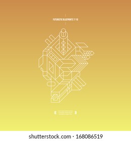 Futuristic blueprint on gradient background. 7 of 10. EPS10.