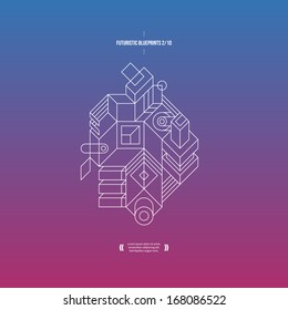 Futuristic blueprint on gradient background. 2 of 10. EPS10.