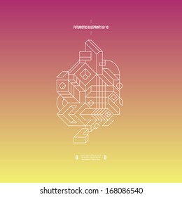Futuristic blueprint on gradient background. 6 of 10. EPS10.