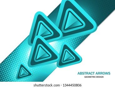 Futuristic bright glowing arrows triangles, techno background with light effects, abstract 3d technology lines on white background. Background, cover, layout, magazine, brochure, poster, website