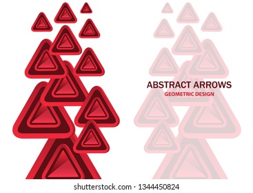 Futuristic bright glowing arrows triangles, techno background with light effects, abstract 3d technology lines on white background. Background, cover, layout, magazine, brochure, poster, website