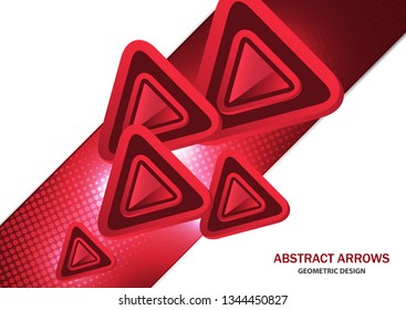 Futuristic bright glowing arrows triangles, techno background with light effects, abstract 3d technology lines on white background. Background, cover, layout, magazine, brochure, poster, website