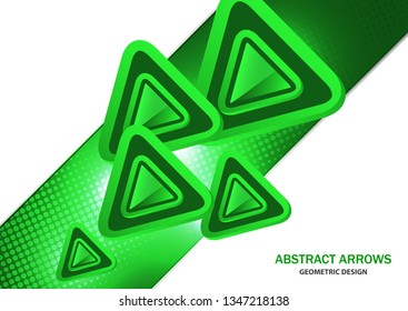 Futuristic bright glowing arrows triangles, techno background with light effects, abstract 3d technology lines on white background. Background, cover, layout, magazine, brochure, poster, website