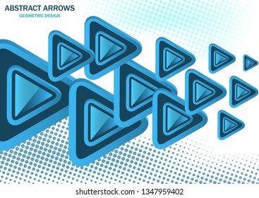 Futuristic bright glowing arrows triangles, techno background with light effects, abstract 3d technology lines on white background. Background, cover, layout, magazine, brochure, poster, website
