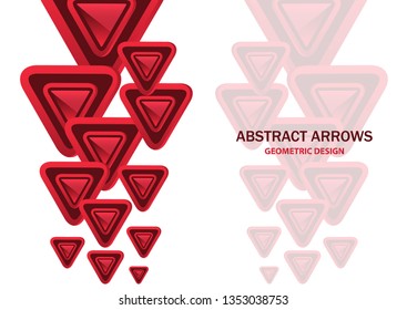 Futuristic bright glowing arrows triangles, techno background with light effects, abstract 3d technology lines on white background. Background, cover, layout, magazine, brochure, poster, website