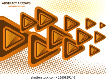 Futuristic bright glowing arrows triangles, techno background with light effects, abstract 3d technology lines on white background. Background, cover, layout, magazine, brochure, poster, website
