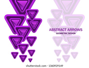 Futuristic bright glowing arrows triangles, techno background with light effects, abstract 3d technology lines on white background. Background, cover, layout, magazine, brochure, poster, website
