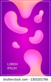 Futuristic bright neon purple background abstract wavy shapes bubbles gradient. Banner, poster, wallpaper