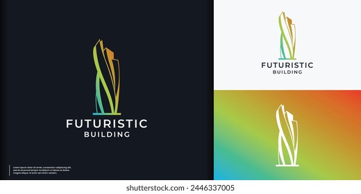 futuristic building logo design inspiration with Gradient color branding. modern building symbol.