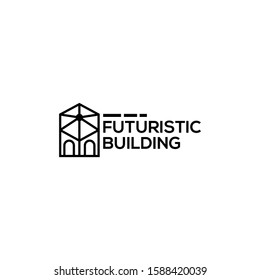 futuristic building logo vector concept with simple, unique and outlie styles