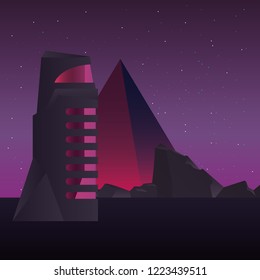 futuristic building on white background