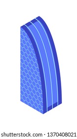 Futuristic building. Skyscraper. Vector isometric illustration. Design element for games, apps, websites etc. Isolated on white background.