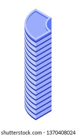 Futuristic building. Skyscraper. Vector isometric icon. Design element for games, apps, websites, maps etc. Isolated on white background