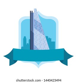 futuristic building urban tower emblem