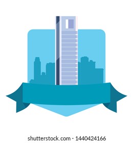 futuristic building urban tower emblem