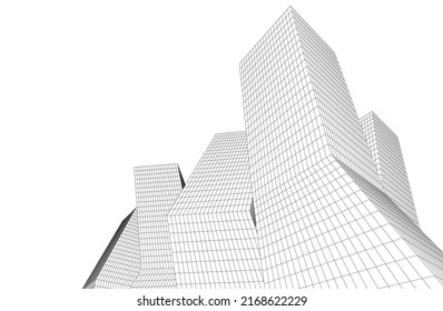 Futuristic buildings on white background vector illustration