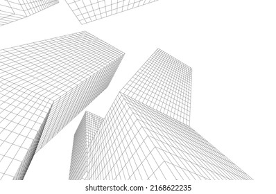 Futuristic buildings on white background vector illustration