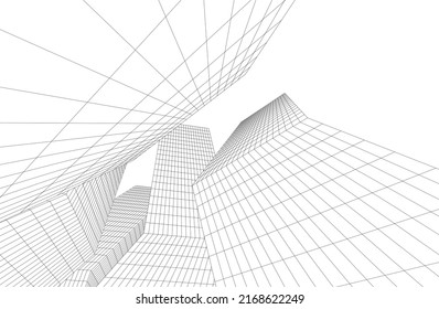 Futuristic buildings on white background vector illustration
