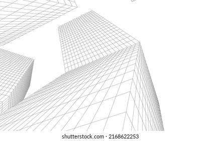 Edificios futuristas sobre ilustración vectorial de fondo blanco