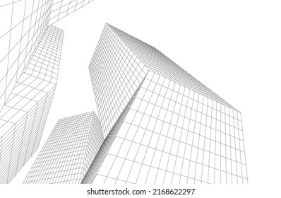 Futuristic buildings on white background vector illustration