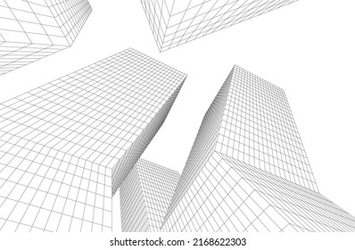 Futuristic buildings on white background vector illustration