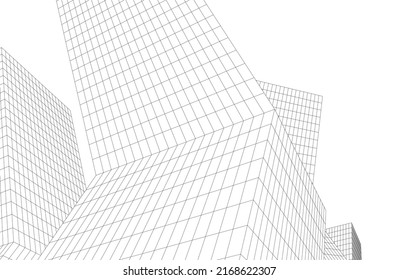 Futuristic buildings on white background vector illustration
