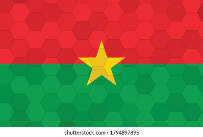 Futuristic Burkinabe flag graphic with abstract hexagon background vector. Burkina Faso national flag symbolizes independence.