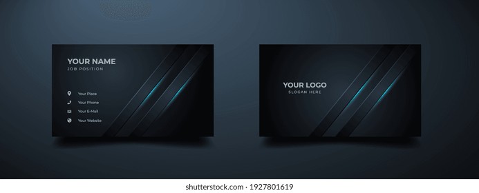 Futuristic business card design  Modern shape and abstract silver  Luxury dark gradient background  Vector illustration print template 