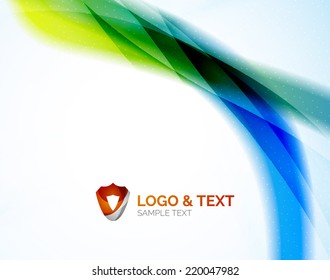 Futuristic business green and blue colors wave. Blurred shiny abstract design