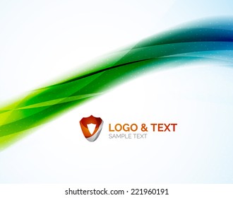 Futuristic business green and blue colors wave. Blurred shiny abstract design