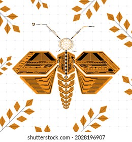 Fondo de tecnología abstracta de mariposa futurista. 