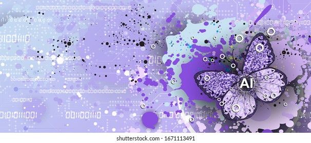 Futuristic butterfly concept  technology illustration of artificial intelligence. Abstract futuristic background