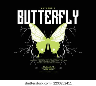 Futuristic Butterfly Illustration t shirt design, vector graphic, typographic poster or tshirts street wear and Urban style