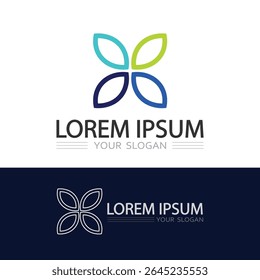 Futuristic butterfly vector logo with glowing wings and tech inspired lines